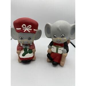 Vintage 1988 Ceramic Christmas Mice Figurines Grandma & Grandpa Holiday Décor